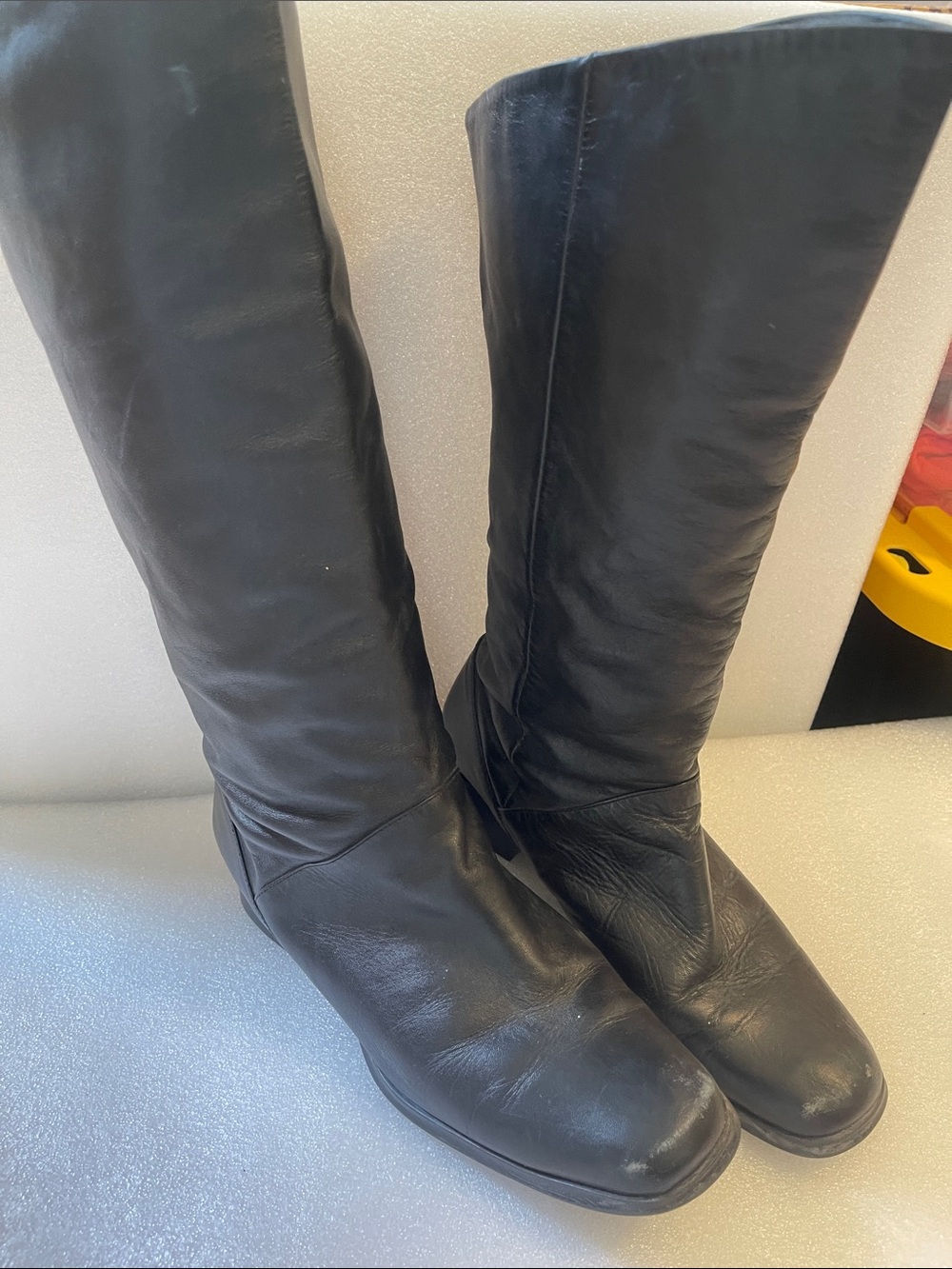 Classic Tall Black Leather Boots SZ 10 M